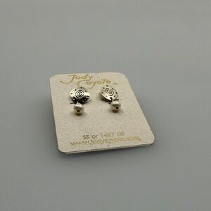 Silver and Pearl Spiral Earrings